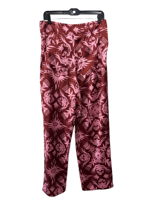 Scotch & Soda Size L Pink & Red Polyester Pleated Floral High Rise Pants Pink & Red / L