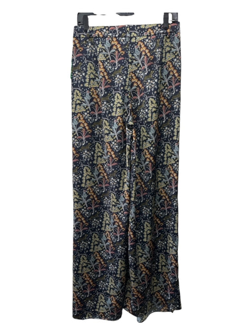 Point Sur Size 4 Navy Print Polyester Floral High Rise Wide Leg Pants Navy Print / 4