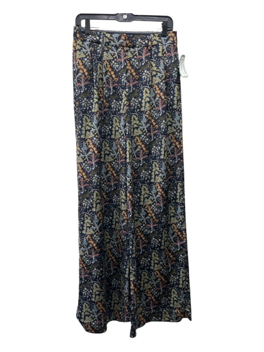 Point Sur Size 4 Navy Print Polyester Floral High Rise Wide Leg Pants Navy Print / 4