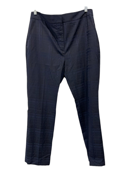 Reiss Size 8 Navy Blue & Black Polyester Plaid hook & zip Straight Trouser Pants Navy Blue & Black / 8