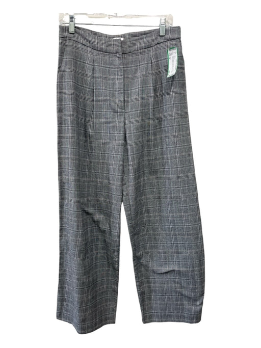 J.O.A Size M Black & White Polyester High Rise Plaid Pleated Hook & Zip Pants Black & White / M