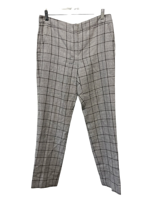 Armani Collezioni Size 4 White & Brown Plaid hook & zip Straight Trouser Pants White & Brown / 4