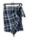 Goen. J Size 4 Navy & Blue Cotton Plaid Ruffle Trim Wrap Mini Skirt Navy & Blue / 4