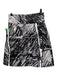 Milly Size 0 Black & White Polyester Abstract Pleated Knee Length Skirt Black & White / 0