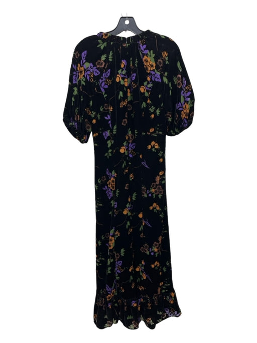 Othilia Size M Black & Multi Viscose & Polyester Floral Velvet Maxi Dress Black & Multi / M