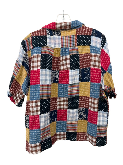 The Great Size 3 Red, Blue & Mulit Cotton Button Up Half Sleeve Checkered Top Red, Blue & Mulit / 3