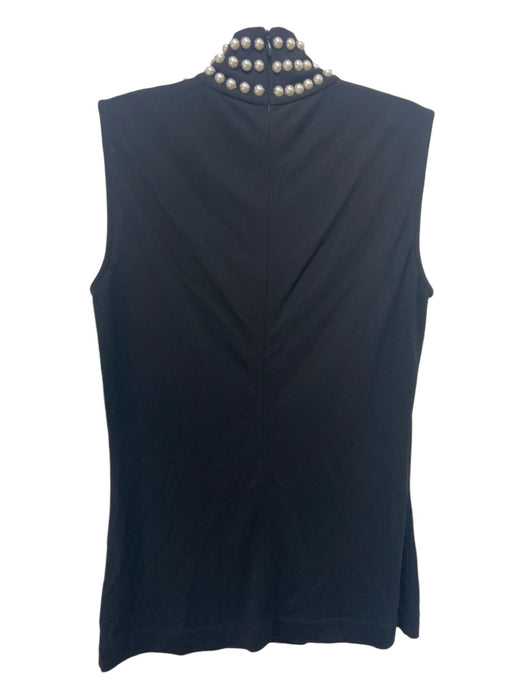 St John Size P Black & Cream Rayon Blend Sleeveless Pearl Detail Back Zip Top Black & Cream / P