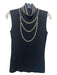 St John Size P Black & Cream Rayon Blend Sleeveless Pearl Detail Back Zip Top Black & Cream / P