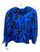 Oscar De La Renta Size 10 Blue & Black Silk & Cotton Floral Cropped Jacket Blue & Black / 10