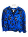 Oscar De La Renta Size 10 Blue & Black Silk & Cotton Floral Cropped Jacket Blue & Black / 10