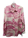 Cupcakes & Cashmere Size L Pink & White Recycled Polyester Button Up Collar Top Pink & White / L