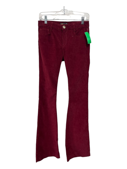 Maje Size 34 Burgundy Red Cotton Corduroy Zip & Button Bell Bottom Pants Burgundy Red / 34