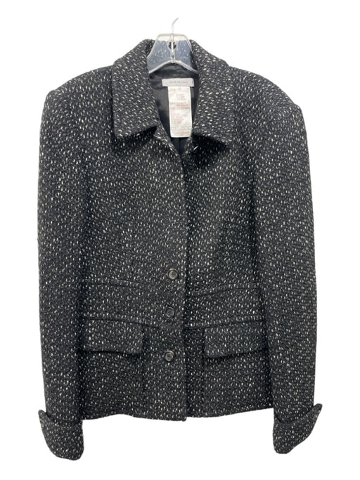 Rene Lezard Size 42 Black & White Wool Blend Tweed 3 button Front Pocket Jacket Black & White / 42