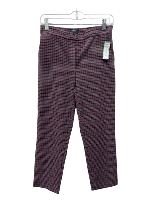 Theory Size 2 Gray, Black & Red Cotton Blend Houndstooth Elastic Waist Pants Gray, Black & Red / 2