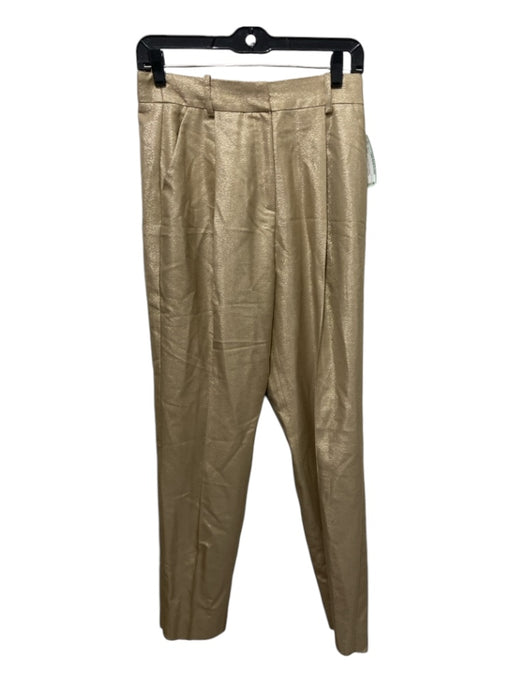 Emporio Armani Size 1 Gold Virgin Wool Blend Metallic Shimmer High Waist Pants Gold / 1