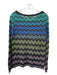 M by Missoni Size 42 Black, Blue & Green Cotton Blend Ombre Chevron V Neck Top Black, Blue & Green / 42