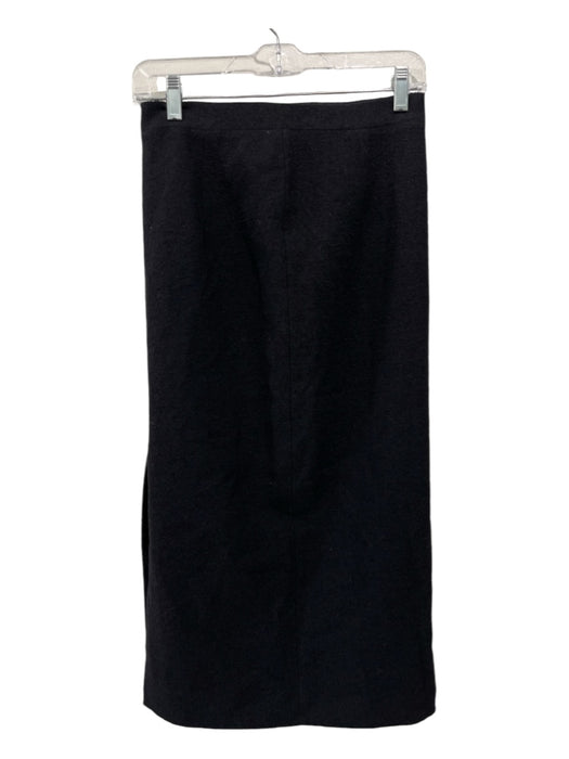 Alessandra Rich Size 40 Black Virgin Wool Blend Textured Pencil Back Slit Skirt Black / 40