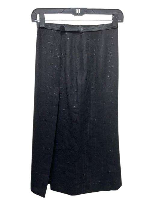 Olivier Theyskens Size 40/S Black Wool Metallic Thread Darted Side Slit Skirt Black / 40/S