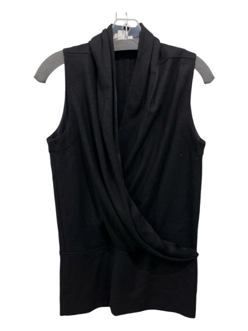 Helmut Lang Size S/P Black Wool Sleeveless Wrap Front Drop Waist Top Black / S/P