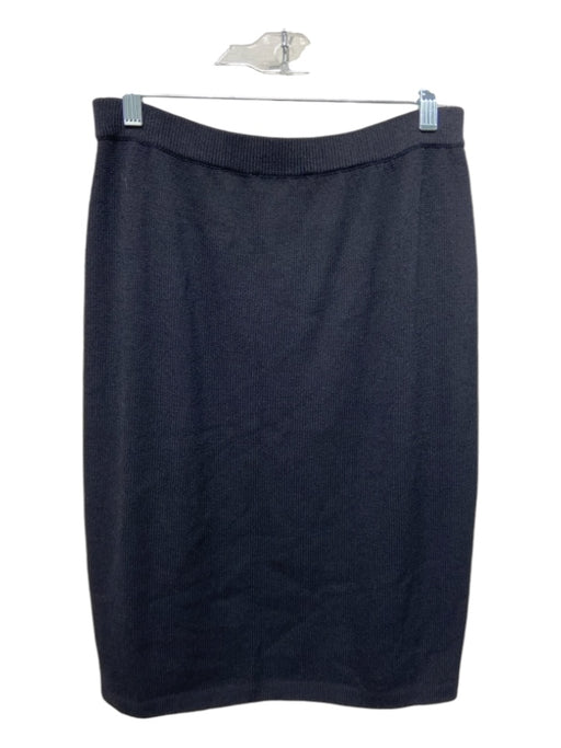 St John Basics Size 10 Black Missing Fabric Tag Knit Elastic Waist Midi Skirt Black / 10