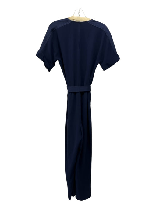 Trina Turk Size S/6 Navy Blue Polyester Keyhole Short Sleeve Sash Jumpsuit Navy Blue / S/6