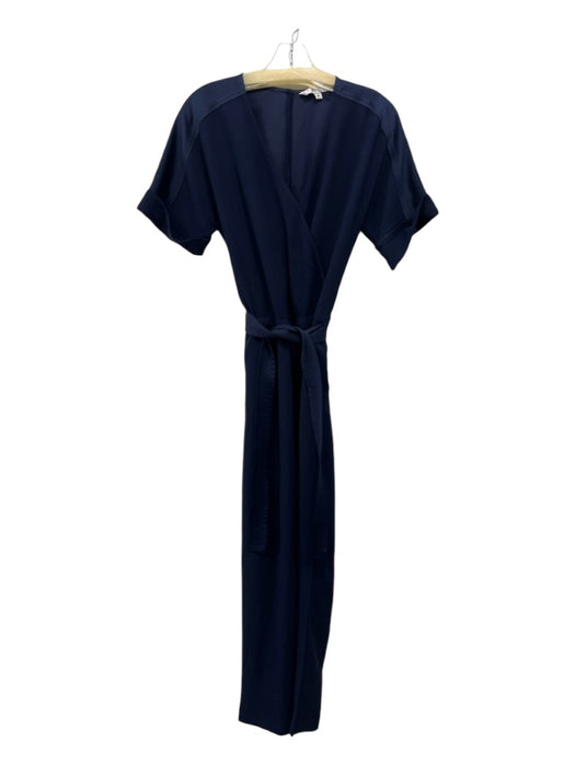 Trina Turk Size S/6 Navy Blue Polyester Keyhole Short Sleeve Sash Jumpsuit Navy Blue / S/6