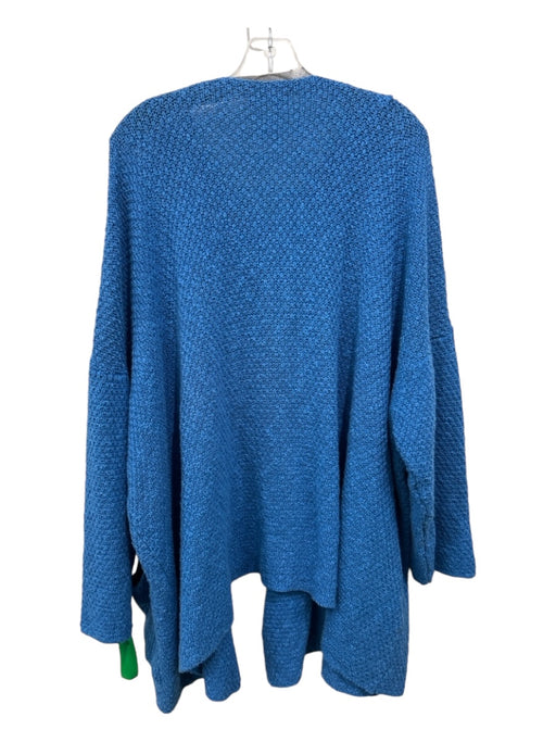 Eskandar Size M/L Blue Cotton Blend Knit Oversized 1 Button Pockets Sweater Blue / M/L