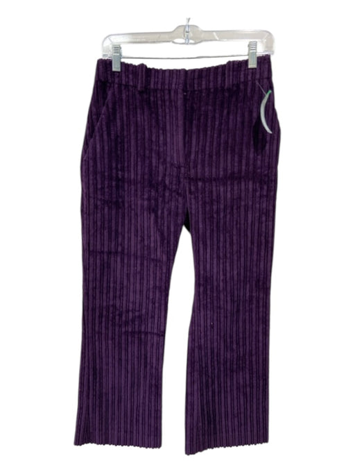 Altuzarra Size S Purple Velvet Pleated Cropped mid -rise Boot Cut Pants Purple / S