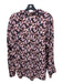 Vince Size M Purple Print Silk Floral Button Up Collar Long Sleeve Top Purple Print / M