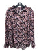 Vince Size M Purple Print Silk Floral Button Up Collar Long Sleeve Top Purple Print / M