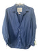 Frank & Eileen Size L Blue Print Cotton Button Up Long Sleeve Collar Letters Top Blue Print / L