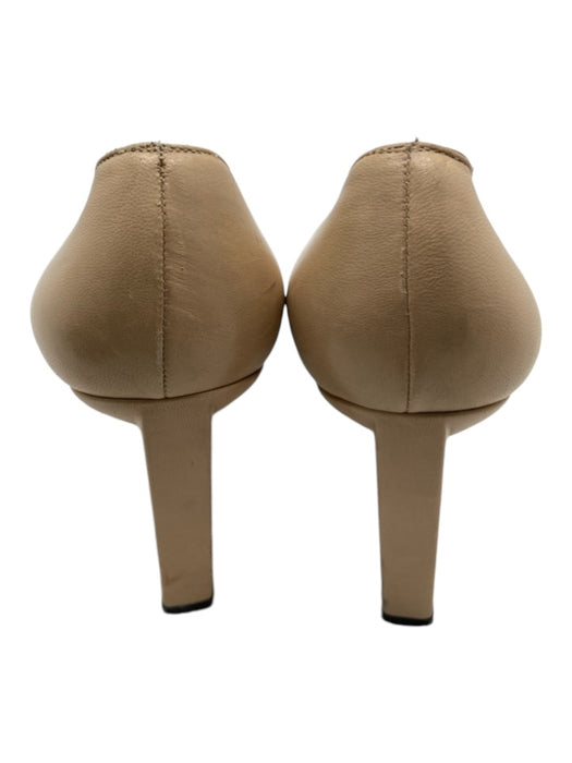 St John Shoe Size 6.5 Beige & Black Leather Pointed Toe Block Heel Pumps Beige & Black / 6.5