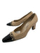 St John Shoe Size 6.5 Beige & Black Leather Pointed Toe Block Heel Pumps Beige & Black / 6.5