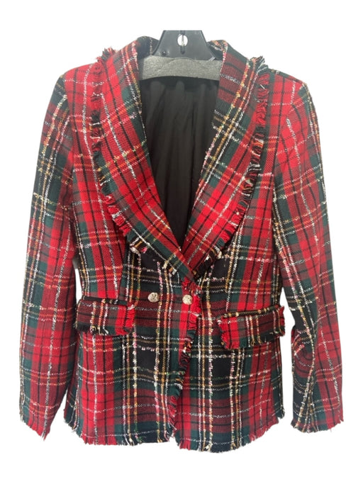 Rachel Zoe Size S Red, Green & Black Polyester & Acrylic Plaid Blazer Jacket Red, Green & Black / S