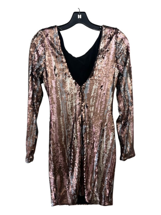 Dress the Population Size M Rose Gold & Brown Fully Sequined Low Back Mini Dress Rose Gold & Brown / M