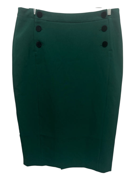 FRNCH Size L Green Polyester Button Knee Length Pencil Skirt Green / L