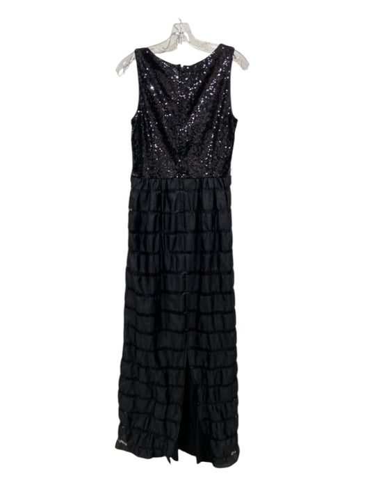 Belle Badgley Mischka Size 8 Black Polyester Sleeveless Zip Back Sequinned Dress Black / 8