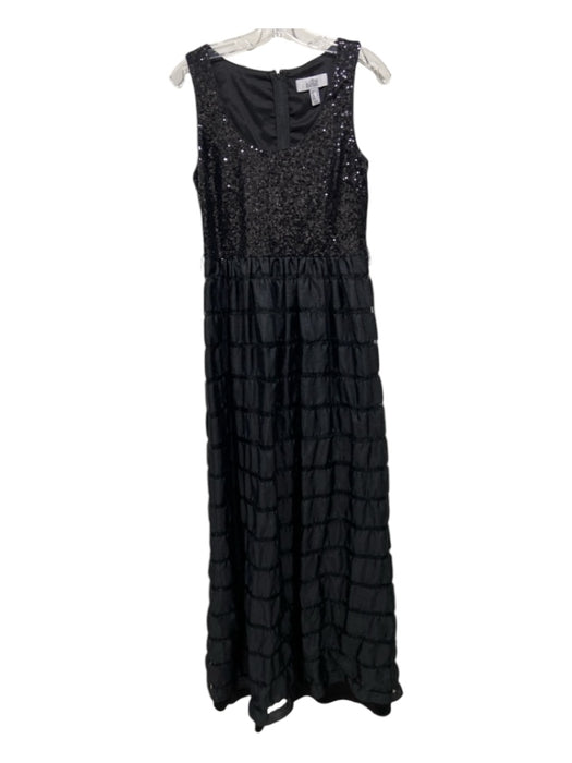 Belle Badgley Mischka Size 8 Black Polyester Sleeveless Zip Back Sequinned Dress Black / 8