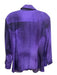 Escada Size 40 Purple Print Silk Button Up Long Sleeve Collar Ruffle Detail Top Purple Print / 40