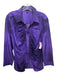 Escada Size 40 Purple Print Silk Button Up Long Sleeve Collar Ruffle Detail Top Purple Print / 40