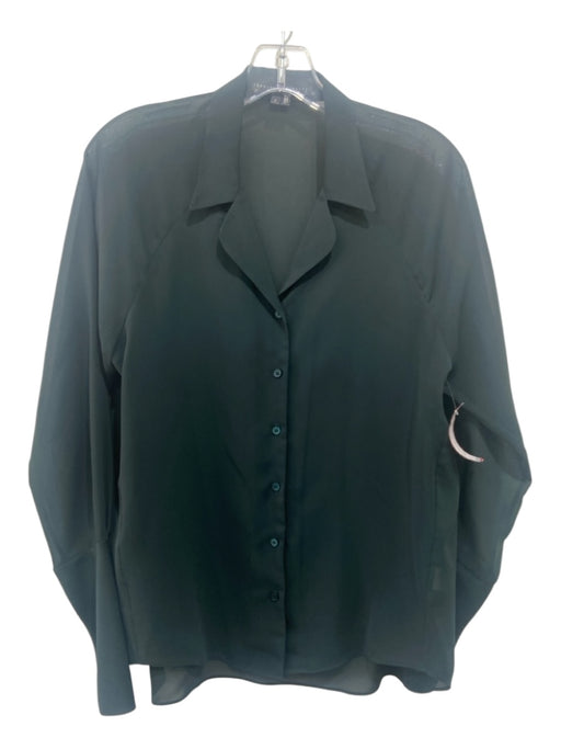 theysken's theory Size M Dark Green Polyester Semi Sheer Button Up Collar Top Dark Green / M