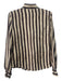 Moschino Size 42 Brown & Beige Silk Vertical Stripes Button Up Long Sleeve Top Brown & Beige / 42