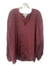 COS Size 10 Burgundy Red Silk & Cotton V Neck Long Puff Sleeve Top Burgundy Red / 10