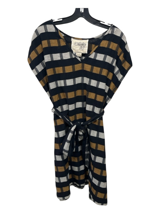 Ace & Jig Size L Black, Brown, Cream Cotton Plaid Sleeveless Above Knee Dress Black, Brown, Cream / L