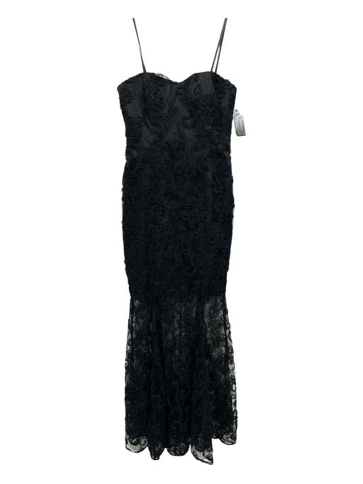 Aidan Size 0 Black Nylon & Polyester Lace Overlay Sweetheart Neckline Gown Black / 0