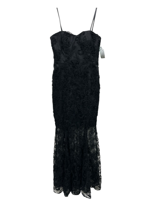 Aidan Size 0 Black Nylon & Polyester Lace Overlay Sweetheart Neckline Gown Black / 0