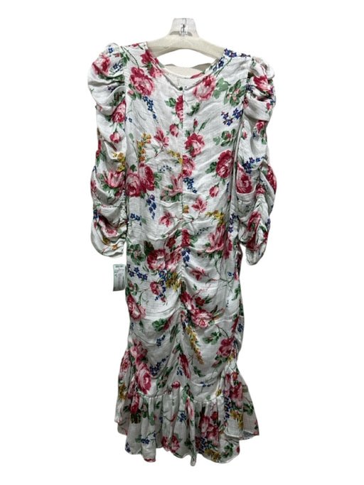 byTiMo Size M White & Multi Viscose & Cotton Zip & Hook Closure Ruffle Hem Dress White & Multi / M