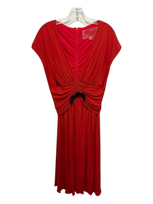 Giambattista Valli Size 48/XL Red & Black Silk Blend Cap Sleeve Solid Midi Dress Red & Black / 48/XL