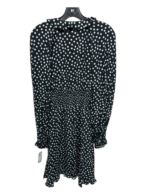 Ungaro Size S Black & White Viscose Polka Dots Ruffle Detail Long Sleeve Dress Black & White / S