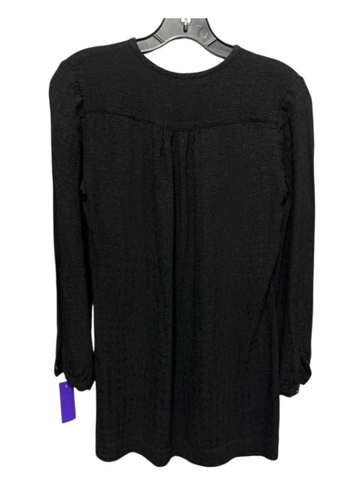 Nili Lotan Size M Black Viscose Blend Keyhole Front Textured Gathered Neck Top Black / M